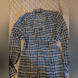 Lands' End Woman's Plaid Wrap Around Blouse. Size 14